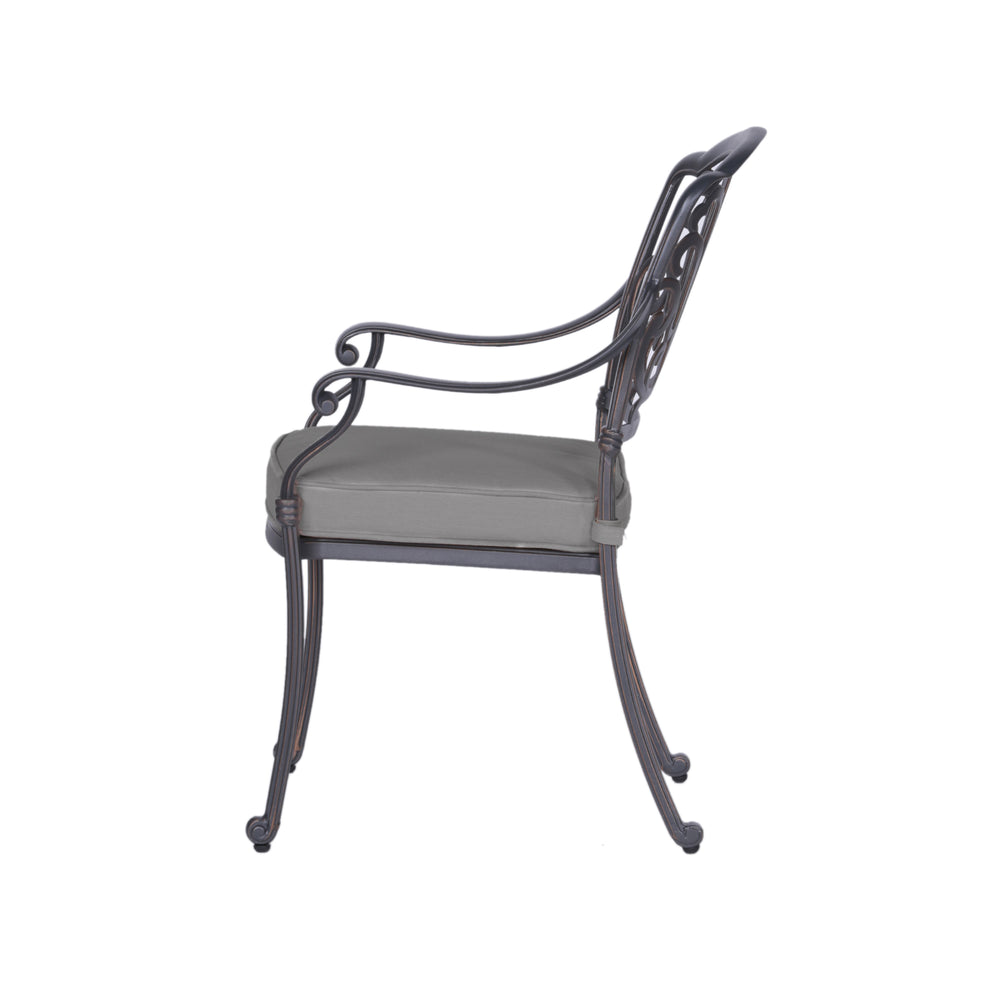 English Elm Cast Aluminum Dining Armchair Set Of 2 - Elegant, Weather-Resistant Chairs With Cushions For Outdoor Comfort B010P278357