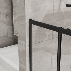 English Elm Goodyo Corner Sliding Shower Enclosure Matte Black Aluminum Clear Tempered Glass D163121902