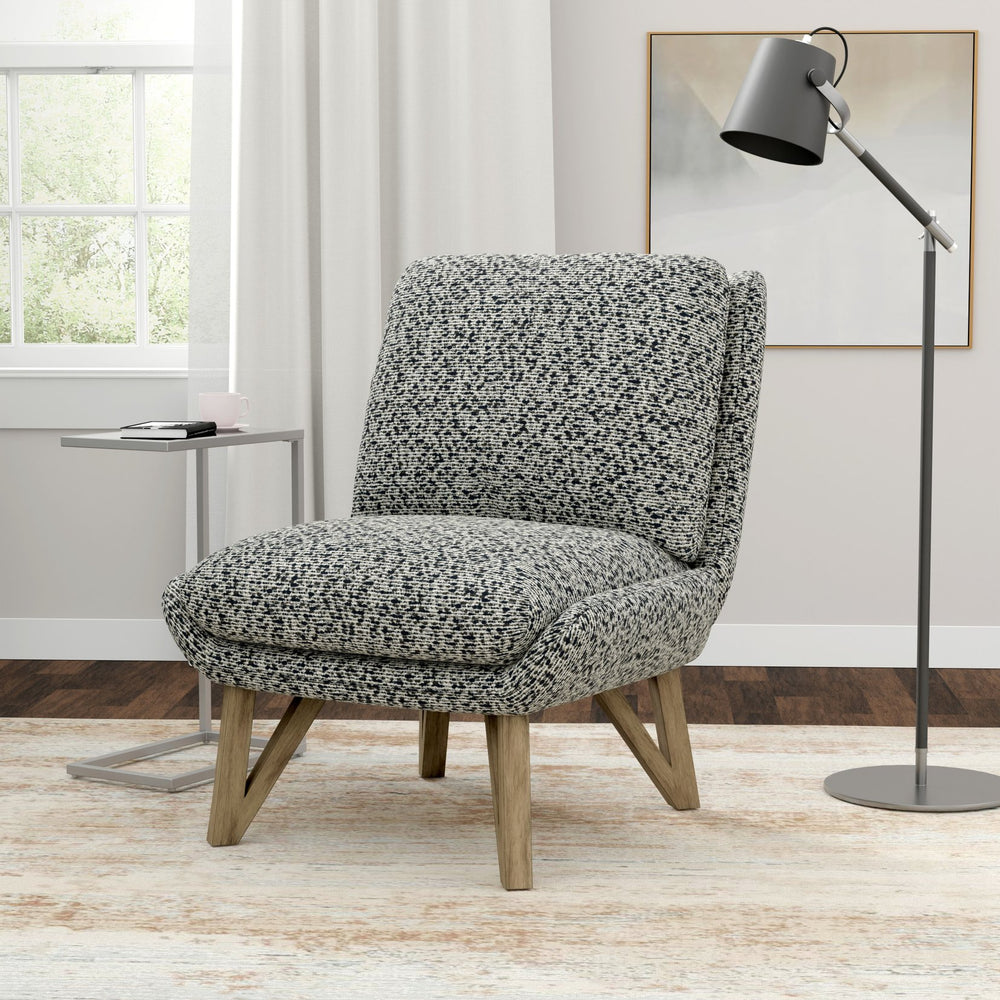 English Elm Wallace & Bay - Blue Armless Accent Chair in Dark Navy Speckled Upholstery, Solid Wood Frame, Compact Stylish Seat B2709P212457