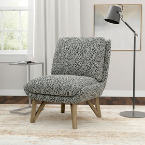 English Elm Wallace & Bay - Blue Armless Accent Chair in Dark Navy Speckled Upholstery, Solid Wood Frame, Compact Stylish Seat B2709P212457