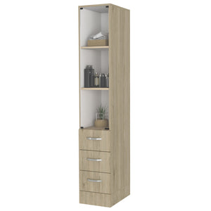 English Elm Preston Multicolor Linen Cabinet with Glass Door, 3 Shelves & 4 Drawers, Particle Board Storage End B128S00074