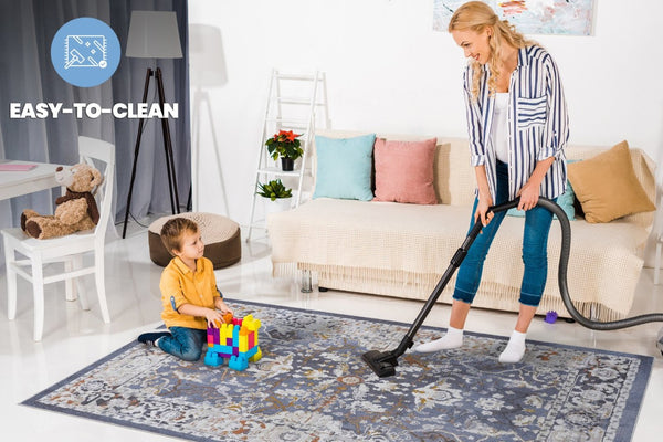 English Elm Payas Collection 2X8 Blue Traditional Runner Rug - Elegant, Durable, Kid & Pet Friendly For High-Traffic Areas B189P183438-GIGA