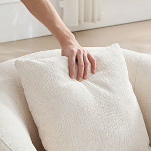 English Elm Modern Sculptural Pumpkin Lounge Chair Textured Polyester Upholstery for Living Room Beige W2582P457336