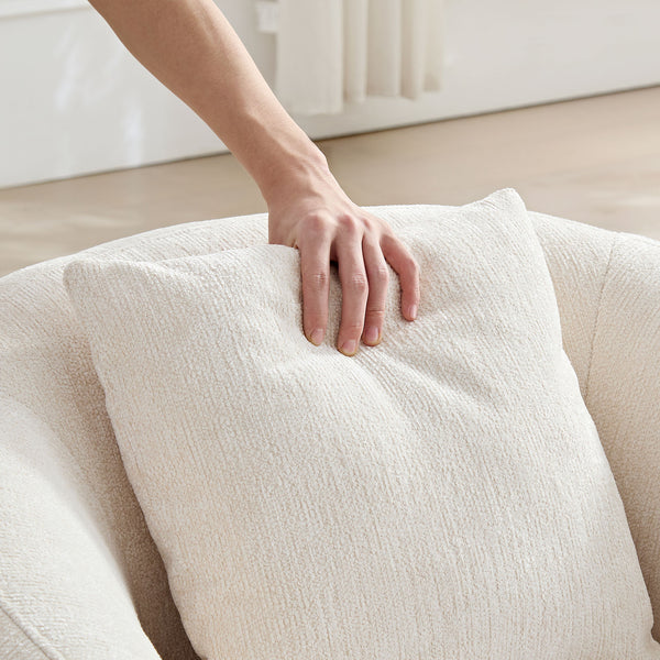 English Elm Modern Sculptural Pumpkin Lounge Chair Textured Polyester Upholstery for Living Room Beige W2582P457336