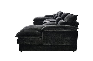English Elm 120-inch Modular U-shaped Sectional Wool Sofa with Console Usb Ports Six Seats W2564S00026