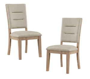 English Elm Light Oak Upholstered Ladderback Dining Chairs Set of 2 – Rustic Acacia Veneer, Beige Seat, 39.5" H B011P238899
