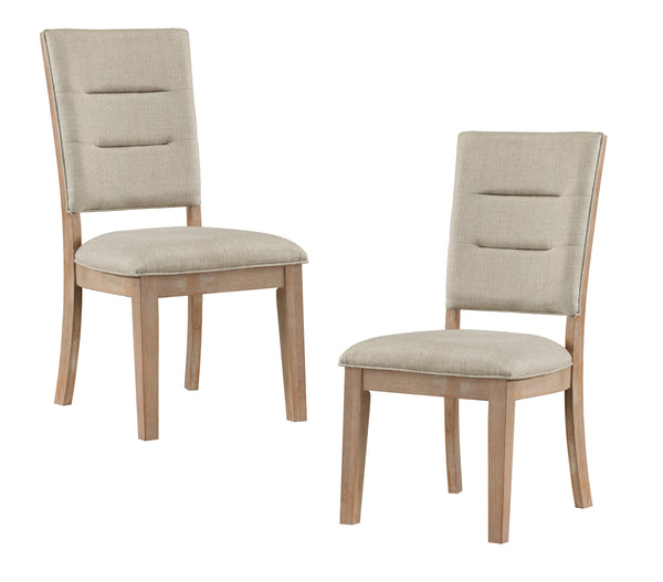 English Elm Light Oak Upholstered Ladderback Dining Chairs Set of 2 – Rustic Acacia Veneer, Beige Seat, 39.5" H B011P238899