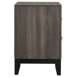 English Elm Stephan Grey Oak modern 2-drawer nightstand with sleek metal handles, spacious storage, organic texture finish B062P333434
