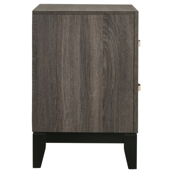English Elm Stephan Grey Oak modern 2-drawer nightstand with sleek metal handles, spacious storage, organic texture finish B062P333434