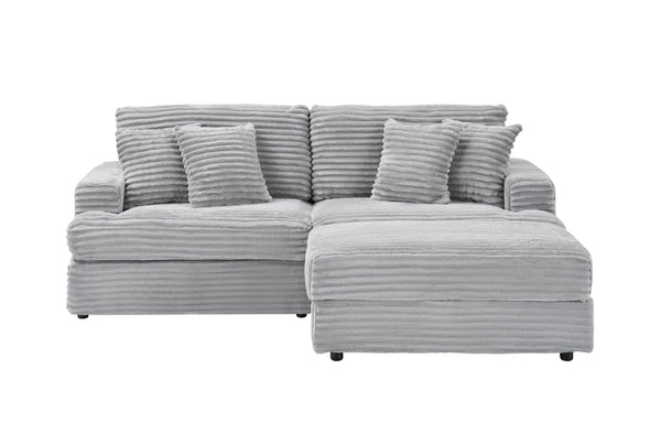 English Elm 88.58" Grey Corduroy Sofa With Storage Leg & 4 Pillows – Cloud-Like Comfort For Living Room & Office W3356S00015
