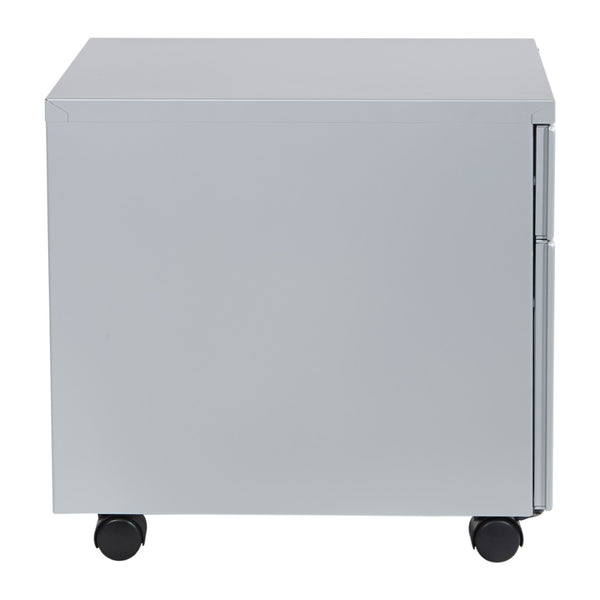 OSP Home Furnishings 22" Mobile Steel File Pedestal with Locking Drawers for Office or Standing Desk Use PM22BF-SV