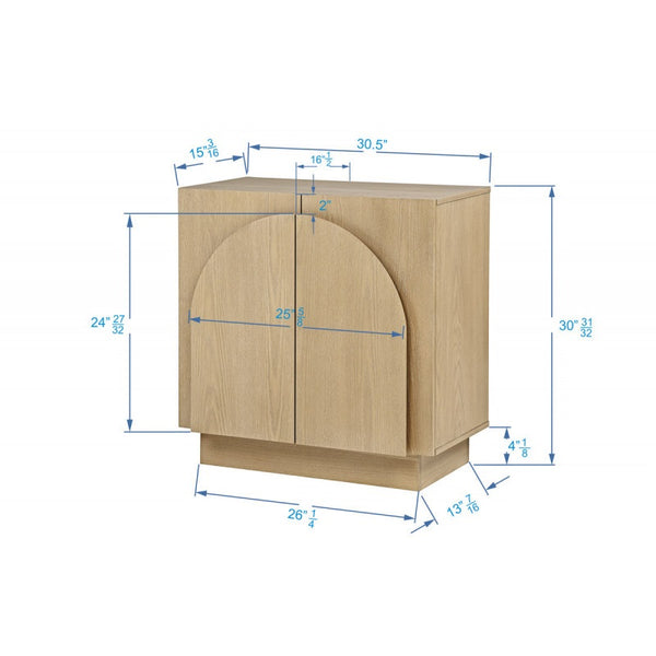 English Elm Mid-Century wooden sideboard buffet with arched doors and rounded edges, spacious storage, durable craftsmanship nurturing warmth Light Oak 33 L x 19 W x 29 H B011P367199