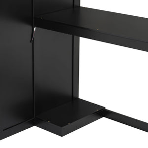 English Elm Gaming Twin Loft Bed with Led Desk Storage Locker and Bold Black Red Finish N709P004102J