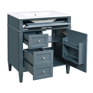 English Elm 30'' Modern Bathroom Vanity With Ceramic Sink, 3 Drawers & Cabinet Storage For Organized Elegance N710P206904M