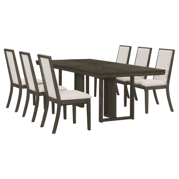 English Elm Glenmoor 7-Piece Dining Table Set: Chic Beige & Dark Grey Design With Comfortable Seating For 6 B062S01231
