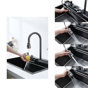 English Elm Pull-out Faucet Workstation Kitchen Sink 304 Stainless Steel with Digital Temp Display T3177P286037