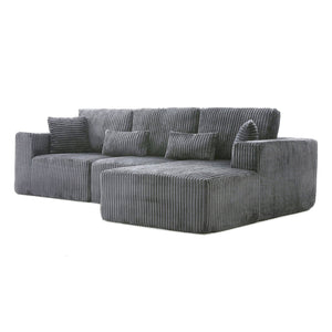 English Elm 109'' Modular Cloud Sectional with Deep Corduroy Seat for Living Room Lounging W1117S00306