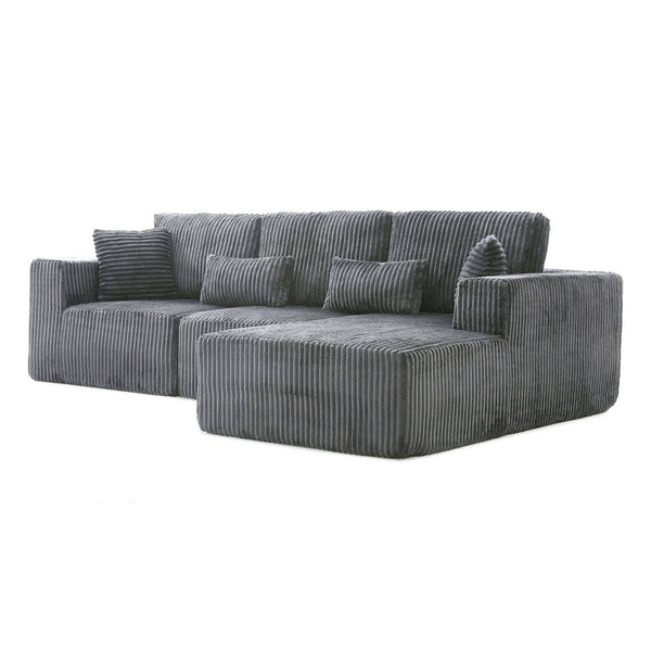 English Elm 109'' Modular Cloud Sectional with Deep Corduroy Seat for Living Room Lounging W1117S00306