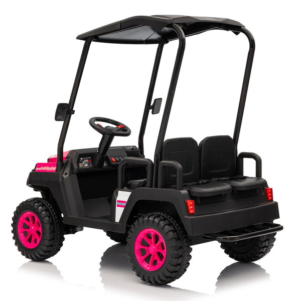 English Elm 24v Kids Electric Ride on Truck Four Seat All Wheel Drive Spring Suspension Sunshade Pink W1578P381257