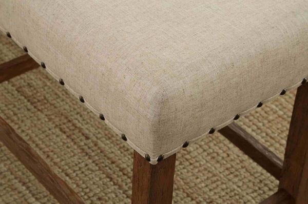 English Elm Rustic 2Pc Bar Chair Set With Padded Seats, Nailhead Trim & Oak Finish For Cozy Dining Spaces B2741P408892-GIGA