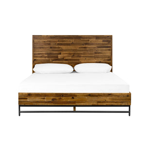 English Elm Dorvelle Rustic Acacia Platform Queen Bed with Antique Finish, No Box Spring, 7" Clearance, Brown B2736S00019