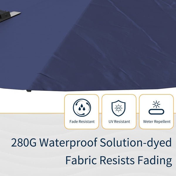 English Elm 11FT Square Cantilever Patio Umbrella with LED Light, UPF50+ 280g Solution-Dyed Fabric, Rust-Resistent Frame Blue 108.27 L x 16.54 W x 6.69 H T3609P352401