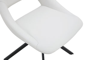 English Elm Dining Chairs Set Of 2 - Elegant Swivel Design With Scratch-Resistant Leather & Metal Frame, White W3493P347179