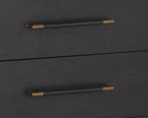 Sunpan Weldrick Nightstand - Elegant Acacia Wood Design with Soft Closing Drawers and Stylish Metal Accents Espresso