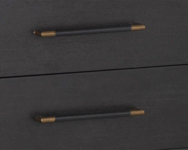 Sunpan Weldrick Nightstand - Elegant Acacia Wood Design with Soft Closing Drawers and Stylish Metal Accents Espresso