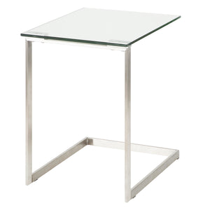 English Elm Zenn Floating Glass End Table Brushed Steel Frame Modern Living Room Accent B202P223406
