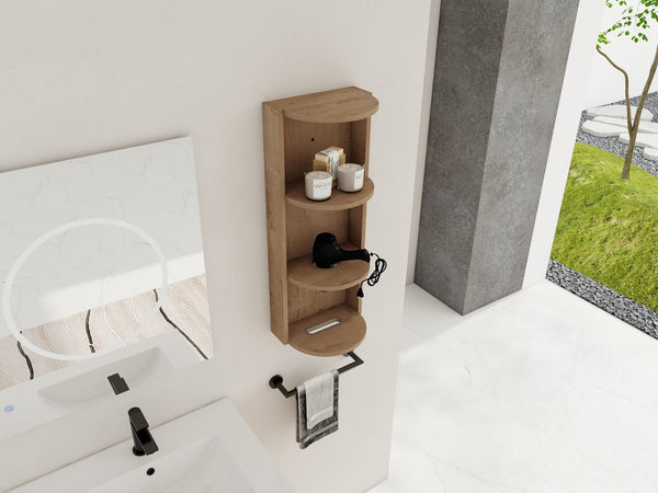 English Elm 12" Bathroom Wall-Mounted Storage Rack with Three-Tier Floating Shelves, Durable Scratch-Resistant Plywood Organizing Solution Imitative Oak W999P277163