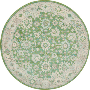 Unique Loom Penrose Krystle Machine Made Floral Rug Green, Beige/Ivory/Light Blue 6' 1" x 6' 1"