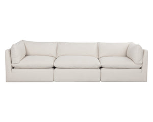 Sunpan Reve Modular - Luxurious Pillowy Softness Armchair In Effie Linen For Modern Spaces & Style Cream Fabric 111768