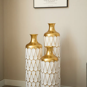 English Elm Floor Droplet-Shaped Metal Vase Set - 3-Piece Modern Glam Decor For Home, Entryway & Living Rooms W2796P255601