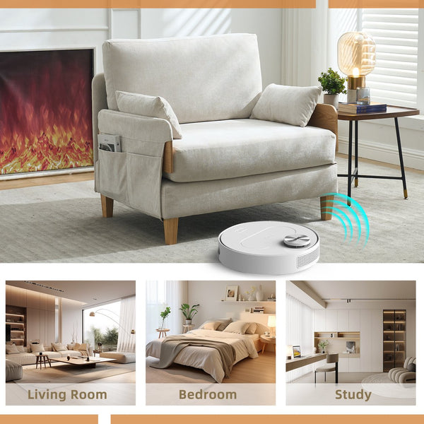 English Elm Foldable sofa bed recliner with three pillows, 3-in-1 convertible sleeper for small spaces, mid-century modern comfort Beige W395P290556