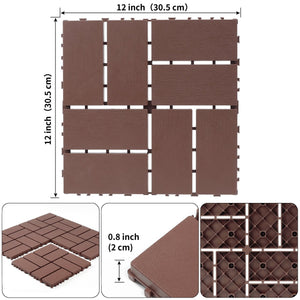 English Elm Plastic Snap Together Polypropylene Deck Tiles Waterproof Outdoor Patio Pool Flooring 44 Pack W3022P251845