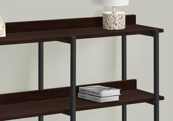 English Elm Accent Console Table With Espresso Laminate & Black Metal Frame - Modern Design For Any Space B2710P218986