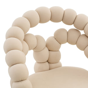 English Elm Set of Velvet Bubble Ball Chain Accent Chair with Sculptural Backrest for Living Room Beige,Gold W3875P370849
