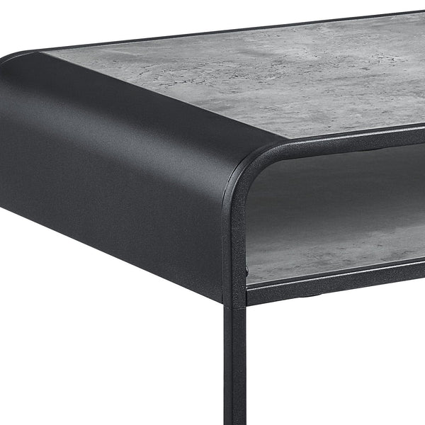 English Elm Raziela Modern Concrete Gray & Black Coffee Table with Metal Frame, 15mm Wood Top, Space-Saving KD Design B2726P265759