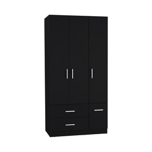 English Elm Armoire Melfa 71" H with 2 doors, 3 drawers and hanging rod for organized, elegant bedroom storage Black 41 L x 23 W x 6 H B097S00124