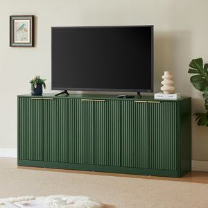 English Elm 67-inch Wavy Sage Green Sideboard with Six Doors Wood Grain Top Living Room Storage W1162P387864