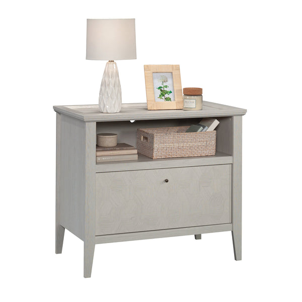 English Elm Lateral File Cabinet In Light Grey Finish - Modern Storage Solution For Home Office & Study Decor B356P354475