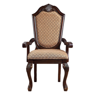 English Elm Beige Armless Upholstery Side Chair Set of 2 with Linen Padded Seat, Nailhead Trim & Dark Oak Legs Espresso B062P189083