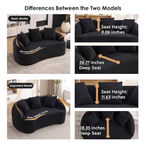 English Elm Ly-049s Curved Chenille Loveseat with Boneless Frame for Modern Living Spaces Black W2231P402442