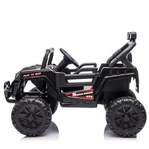 English Elm 12v Kids Electric Utv with 4-wheel Suspension Anti-collision Bar and 2-hour Battery Black W1578P343329
