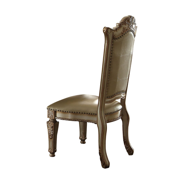 English Elm Bone Plush Tufted Arm Chair with Floral Carved Wood Back, Nailhead Trim & Tapered Legs for Luxe Seating Taupe+Gold B062P209283