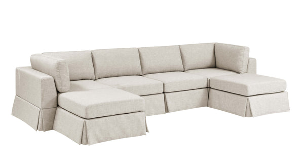 English Elm 6-Piece Upholstered Sectional - Cozy Modular Design With Removable Slipcovers Perfect For Any Space B343S00015