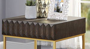 English Elm Contemporary Round Mid‑Century Accent Side Table with Tapered Legs, Solid Wood Build and Compact Design Gold,Walnut 27 L x 27 W x 10 H B2741P359684