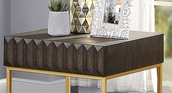 English Elm Contemporary Round Mid‑Century Accent Side Table with Tapered Legs, Solid Wood Build and Compact Design Gold,Walnut 27 L x 27 W x 10 H B2741P359684