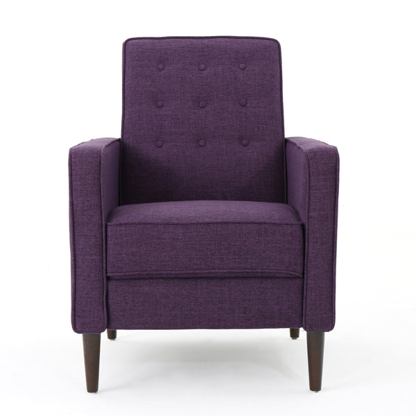 English Elm Christopher Knight Home® - Fabric Recliner Chair Mid-Century Modern Pushback Single Sofa with Tufted Cushion, Birch Legs, Cozy Comfort Purple 60741.00MPUR